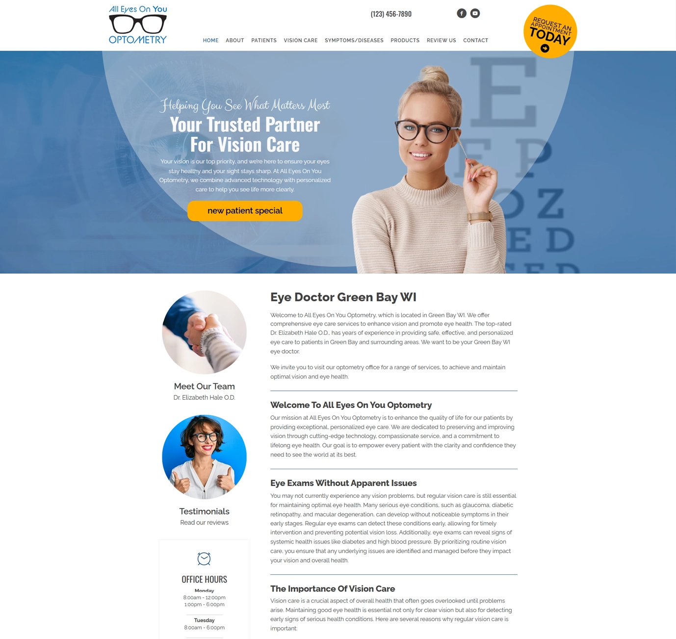 Optometry Example Sites Preview Image Ava